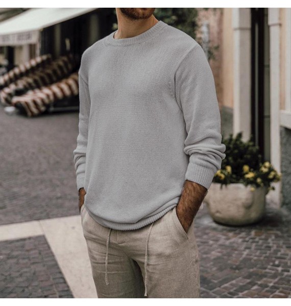 Men's Casual Solid Color Versatile Knit Sweater