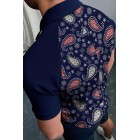 Paisley cashew color block short-sleeved polo shirt