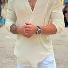 Men's Linen V-Neck Breathable Lightweight Resort Top