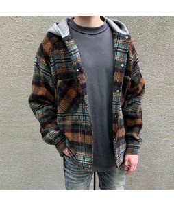 Men's Casual Check Hooded Jacket