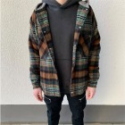 Men's Casual Check Hooded Jacket