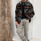 Men's Casual Check Hooded Jacket