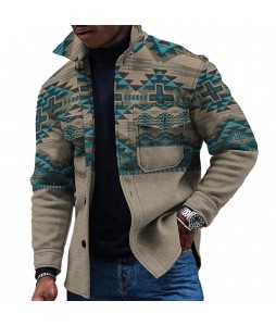 Men's  Ethnic Print Shirt Jacket