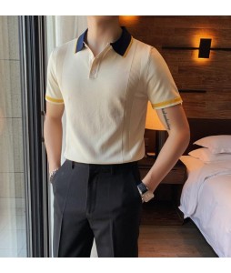 Summer mens short-sleeved knit POLO shirt