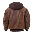 Men's Outdoor Retro Winter Bike Hooded Leather Jacket