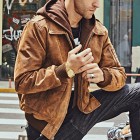 Men's Outdoor Retro Winter Bike Hooded Leather Jacket