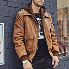 Men's Outdoor Retro Winter Bike Hooded Leather Jacket