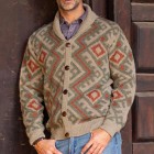 Men's Casual  Long Sleeve Jacquard Sleeve pel Knit Sweater