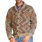 Men's Casual  Long Sleeve Jacquard Sleeve pel Knit Sweater