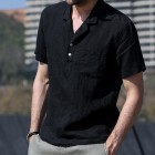 V-Neck Short Sleeve Linen Shirt