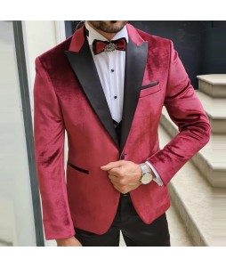 Mens Casual Business Velvet Bzer Jacket