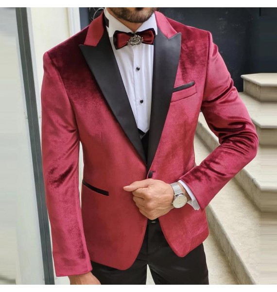 Mens Casual Business Velvet Bzer Jacket