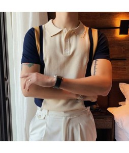 Summer Short Sleeved Knit POLO Shirt Man