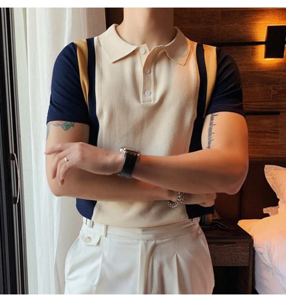 Summer Short Sleeved Knit POLO Shirt Man