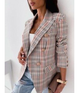 Long-sleeved Double-breasted Pid Print Suit Jacket