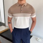 Gentlemens knit color block polo shirt