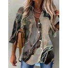 Casual Fashion Marble Print pel Long Sleeve Shirt