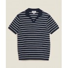 Striped Navy Blue Short-sleeved Polo Shirt