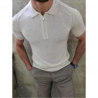 Mens pel Short Sleeve POLO Shirt Solid Color Slim Knit Sw