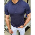 Mens pel Short Sleeve POLO Shirt Solid Color Slim Knit Sw