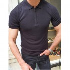 Mens pel Short Sleeve POLO Shirt Solid Color Slim Knit Sw