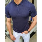 Mens pel Short Sleeve POLO Shirt Solid Color Slim Knit Sw