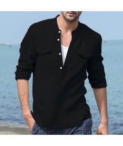 Men's Casual Long Sleeve Henley Shirt