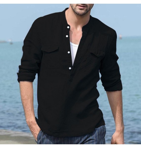 Men's Casual Long Sleeve Henley Shirt