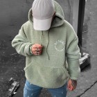 Letter Embroidered Fleece Hooded Sweatshirt