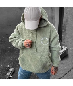 Letter Embroidered Fleece Hooded Sweatshirt