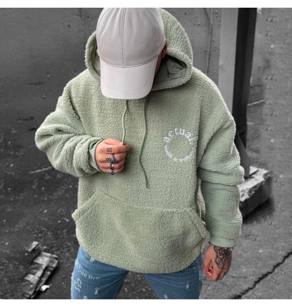 Letter Embroidered Fleece Hooded Sweatshirt