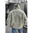 Letter Embroidered Fleece Hooded Sweatshirt