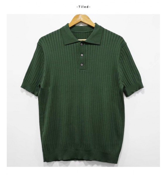 Men's Casual Knitted Striped Polo shirt