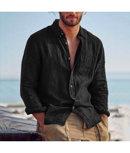 Casual pel Cotton Linen Loose Casual Retro Men's Shirt