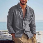 Casual pel Cotton Linen Loose Casual Retro Men's Shirt