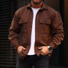 Mens Solid Color Casual Shirt Jacket