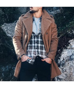 Men's Autumn And Winter Casual Business British Style Solid Color Woolen Coat