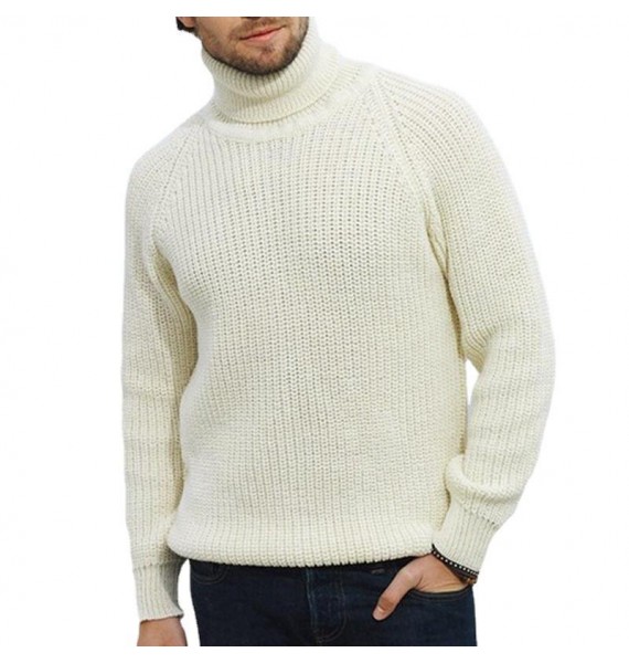 Men's Warm Solid Color Turtleneck Pullover Sweater