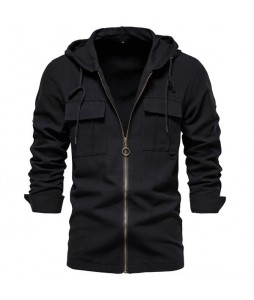 Men's Outdoor Multi-Zip Hooded Shirt Jacket