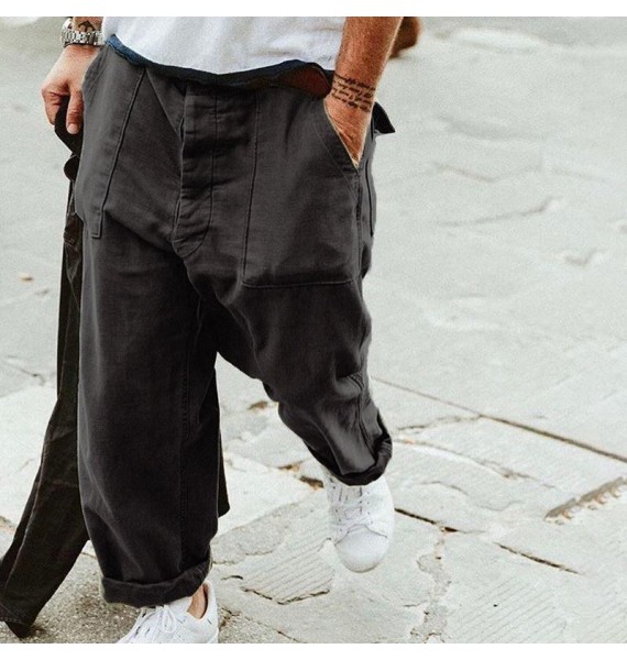 Casual Mens Solid Color Loose Pants