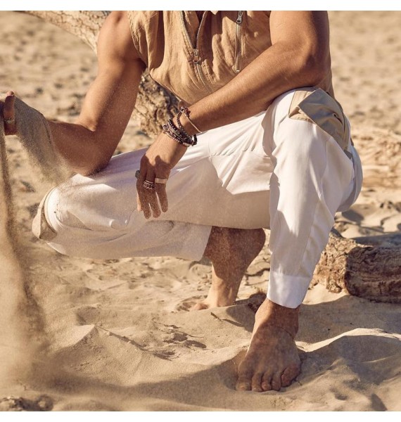 Mens Beach Linen Casual Pants