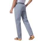 Men's Solid Color Cotton Linen Loose Casual Sports Pants