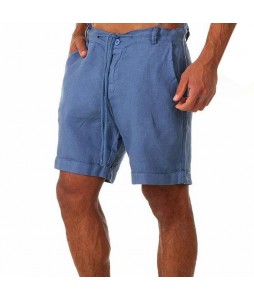 Men's Casual Solid Color Cotton Linen Shorts