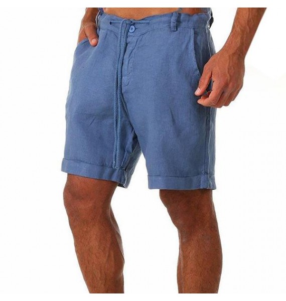 Men's Casual Solid Color Cotton Linen Shorts