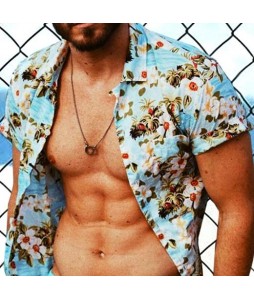 Men's Resort Style pel Short Sleeve Floral Shirt