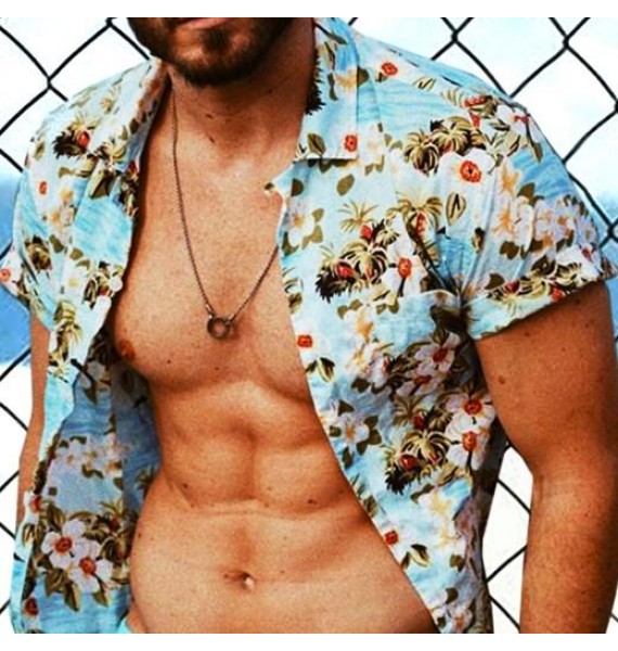 Men's Resort Style pel Short Sleeve Floral Shirt