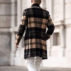 Men's Long British Checkered Woolen Coat