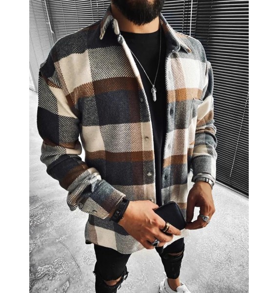 Casual fashion check texture jacket