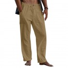 Men's Linen Estic Waist Drawstring Pocket Loose Casual Pants