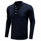 Men's Solid Color Fitness Sports Long Sleeve Polo Shirt